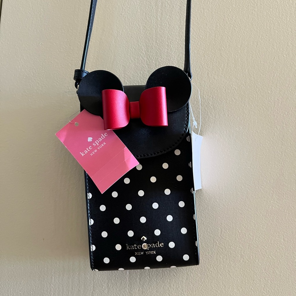 Kate Spade Black and White Polka Dot Kids Bag with Pink Bow